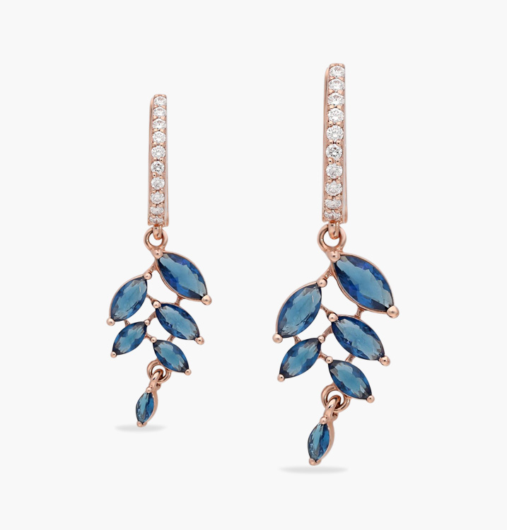 the sapphire olive leaf earring